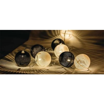 HQ Světelný řetěz černé a bílé koule 10 LED diod – Zboží Mobilmania
