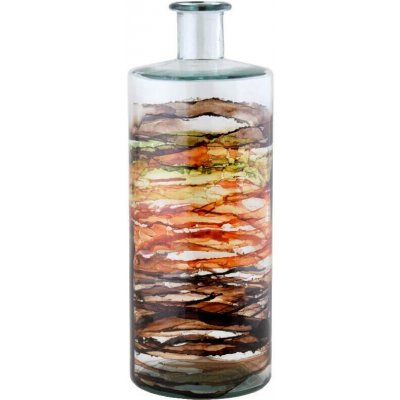 Váza MYSTERY, pr.15x40cm|5L, čirá/hnědá-pruhy|Vidrios San Miguel|Recycled Glass – Hledejceny.cz