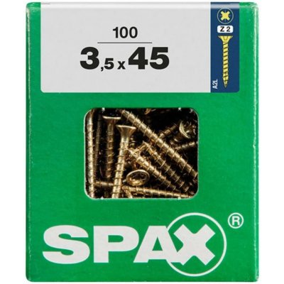 Spax Uni vrut zápust.hlava PZ/Z2 4CUT a plným závitem Yellox 35 x 45 mm 100 ks – Hledejceny.cz