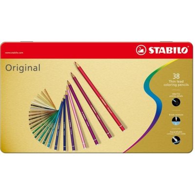 Prémiové pastelky STABILO Original ARTY+ - 38 ks sada v plechu (38 různých barev)