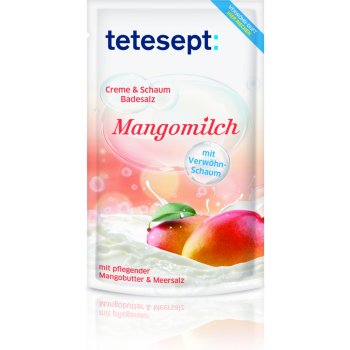 Tetesept Mangové mléko Mandlový olej a Mořská sůl Krémovo-pěnivá koupelová sůl 80 g