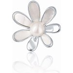 JwL Luxury Pearls Perlová brož 2v1 s pravou bílou perlou a perletí JL0660 – Zboží Dáma