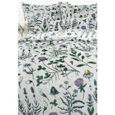 MKLuzkoviny.cz Povlečení mikroplyš Exclusive Herbář světle šedý 140x200 70x90 – Zboží Mobilmania