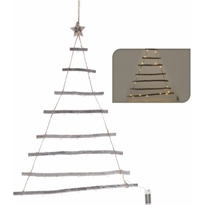 Spetebo Nástěnná dekorace dřevěný stromeček s LED světýlky - 100 cm - dekorativní závěsný vánoční adventní stromeček na baterie pro zimní období – Zbozi.Blesk.cz