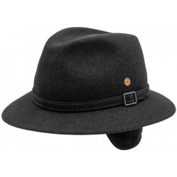 Cestovní nemačkavý voděodolný šedý klobouk Mayser Earflap Georgia Traveller s ušní klapkami