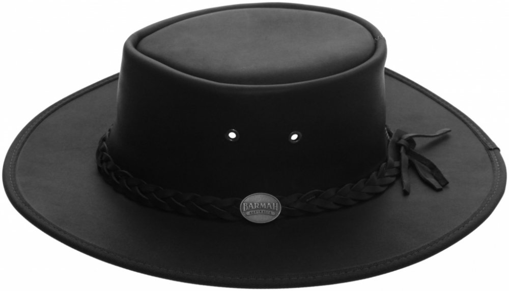 Barmah Hats Pánský kožený klobouk Australák černý | Srovnanicen.cz