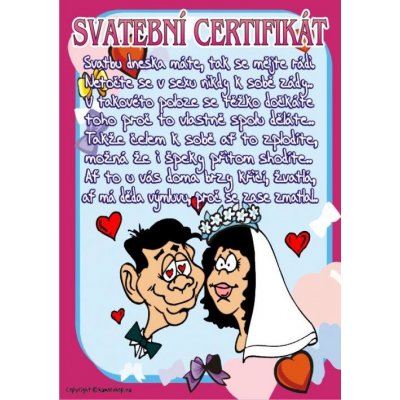 Certifikát Svatební certifikát – Zboží Mobilmania
