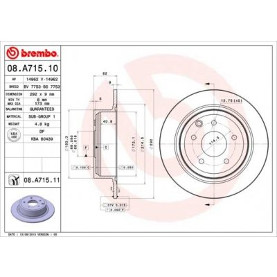 Brzdový kotouč BREMBO 08.A715.11 | Zboží Auto