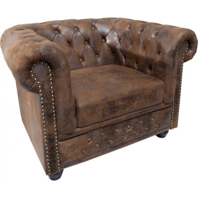 Interior DE Chesterfield antik hnědé mikrovlákno KRS17383 – Zboží Mobilmania