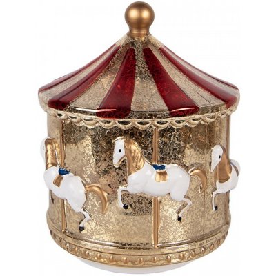 Clayre & Eef Clayre & Eef Zlatá svítící dekorace Christmas Carousel LED - Ø 15*17 cm / 3*AA – Hledejceny.cz
