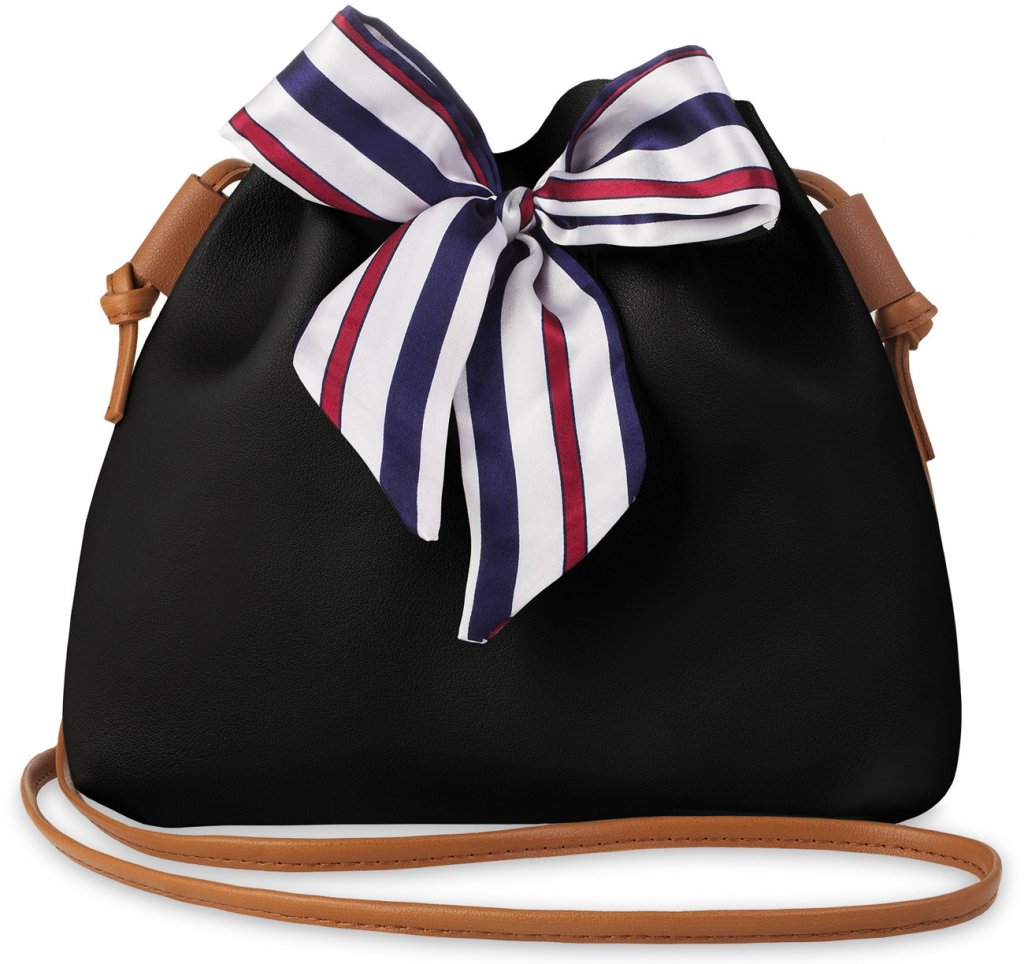 stylová kabelka dámská s námořnickou mašlí sakwa a sametovou mašlí hnědá-černá