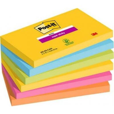 3M POSTIT Samolepicí blok poznámkových lístků, 76 × 127 mm, 6 × 90 listů, 3M POST-IT, „Super Sticky“, Carnival 7100242804 – Hledejceny.cz
