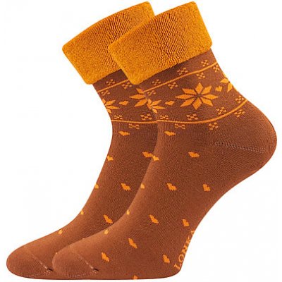 Lonka Termo ponožky Frotana s norským vzorem ginger rezavá