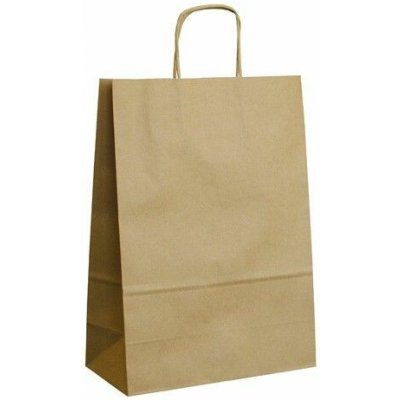 Papírová taška s krouceným uchem 24 × 11 × 33 cm, 90 g - hnědá – Hledejceny.cz
