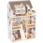 Ecotoys Dřevěný domeček pro panenky Laura 3 patra 5 místností 15 kusů nábytku – Hledejceny.cz