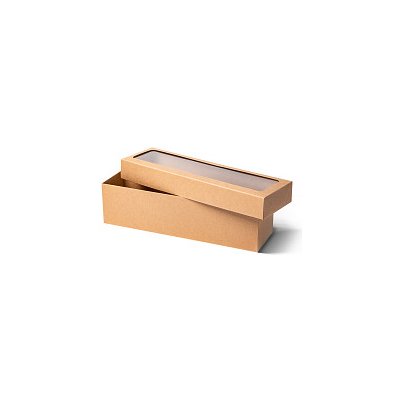 Dárková krabička s průhledným víkem 320x90x85mm, hnědá, 10 ks – Zboží Mobilmania