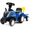 Dětské odrážedlo Baby Mix traktor s vlečkou a nářadím New Holland modré