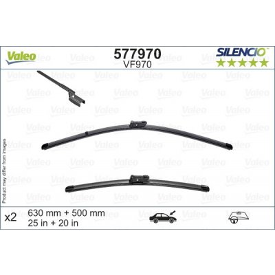 Stěrače VALEO SILENCIO 630 mm + 500 mm - ploché (577970) ST VF970 | Zboží Auto