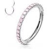 Piercing Šperky4U piercing segment kruh s růžovými kamínky K1041-P