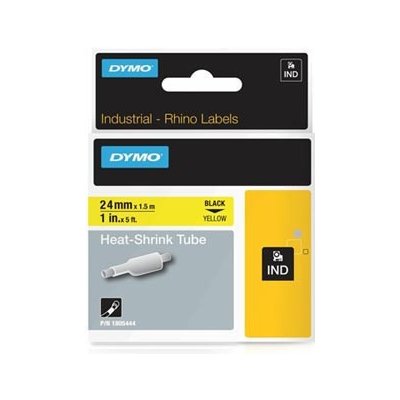 Dymo 1805444 (Černý tisk/žlutý podklad) 1,5m, 24mm, RHINO plochá smršťovací bužírka - Originál – Zboží Živě