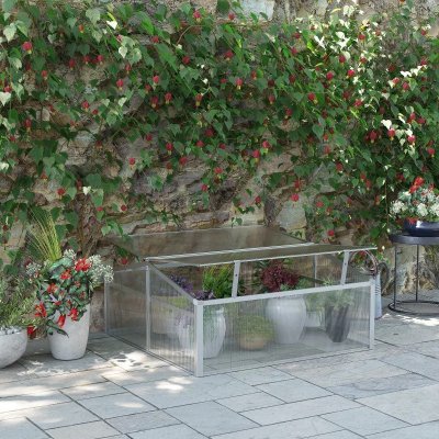 Outsunny polykarbonátový skleník 100 x 100 x 48 cm stříbrný – Zboží Dáma