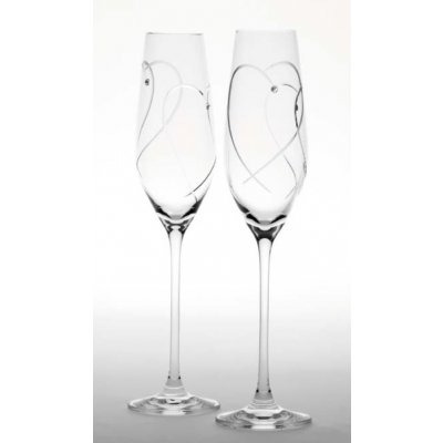 Crystalex Bohemia Glass Sklenice na sekt srdíčka s krystaly Swarovski Two Hearts 210 ml – Hledejceny.cz