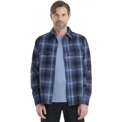 Icebreaker Dawnder LS flannel shirt plaid midnight navy/kyanite – Zboží Mobilmania