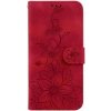 Pouzdro a kryt na mobilní telefon Sony Levné Kryty Peněženkové Embossing Pattern Lilie Sony Xperia 5 V červené