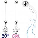 Šperky eshop piercing do bříška z bioflexu pro těhotné ženy "IT'S A BOY" "IT'S A GIRL" SP36.05 modrá – Zboží Mobilmania