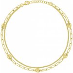 Brilio Silver Dvojitý pozlacený náramek na nohu se zirkony ANK105Y – Zboží Dáma