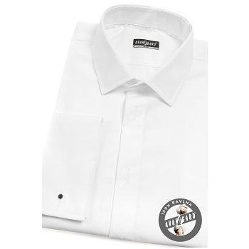 Avantgard pánská smokingová košile slim s krytou légou a dvojitými manžetami na manžetové knoflíčky bílá 105-01