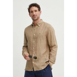 Tommy Hilfiger lněná košile regular s límečkem button-down MW0MW34602 béžová