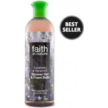 Faith in Nature 2v1 Levandule a Pelargónie sprchový gel a pěna do koupele 250 ml