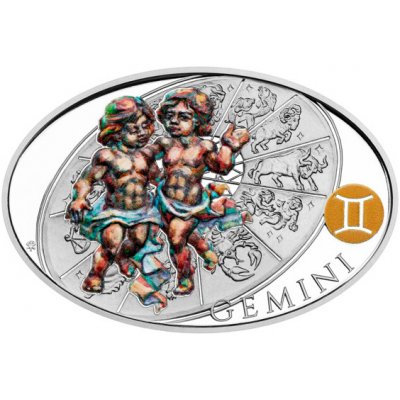 Česká mincovna Stříbrná medaile ovál Znamení zvěrokruhu Blíženci proof 1 oz – Zboží Dáma