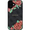 Pouzdro a kryt na mobilní telefon Apple Guess 4G Roses kryt se vzorem růží a MagSafe pro iPhone 16 - šedý 57983124191