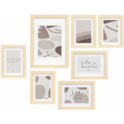 Giftdecor Nástěnné fotorámečky Mural, 7 rámečků různých velikostí, béžové – Hledejceny.cz