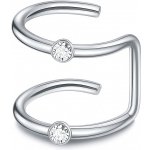 SARINES Stříbrný ear cuff s čirými zirkony ve dvou liniích S1338 – Hledejceny.cz