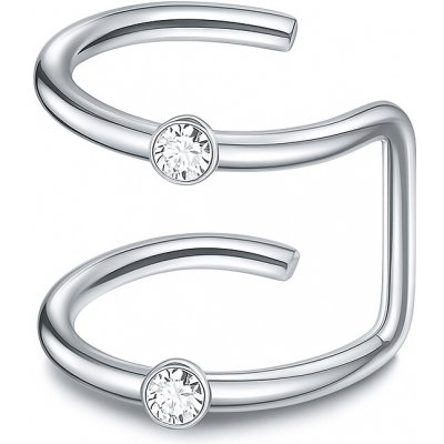 SARINES Stříbrný ear cuff s čirými zirkony ve dvou liniích S1338 – Hledejceny.cz