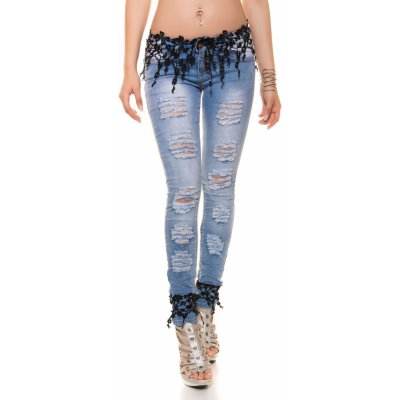 Sexy KouCla Skinny Jeans destroyed look + lace white – Zbozi.Blesk.cz