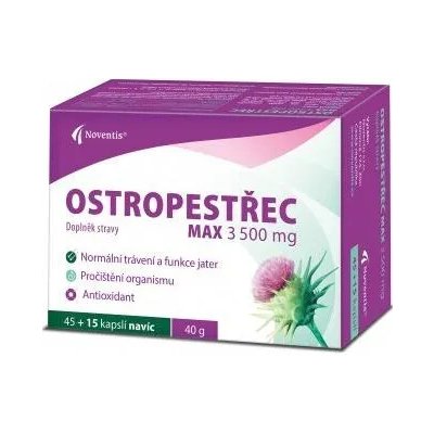 Ostropestřec Max Noventis 60 kapslí 175mg – Hledejceny.cz