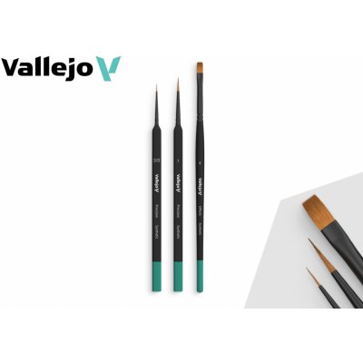 Set Štětců Vallejo Precision B03990 Starter Set Round No.1, Triangular 3/0, Flat Synth. No.4 – Zboží Dáma