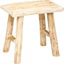 Atmosphera Dřevěná stolička - obdélníková stolička, opěrka nohou, 34 x 24 x 32 cm