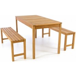 Divero 47284 Zahradní set lavic a stolu ošetřené týkové dřevo 135 cm