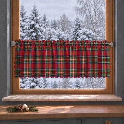 Dekorační krátká vánoční vitrážová záclona do kuchyně SCOTTY 40x100 cm MyBestHome – Hledejceny.cz