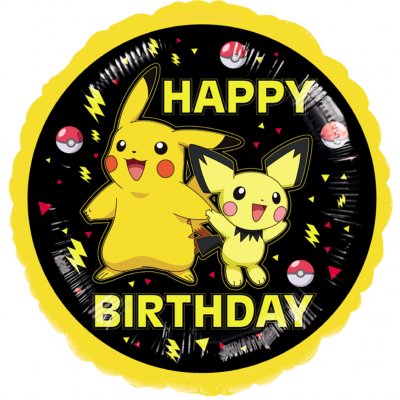 Amscan Balonek fóliový Pokémon Happy Birthday černý 43 cm – Zboží Dáma