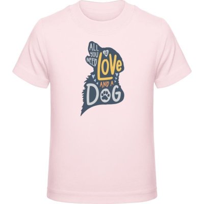 Premium Tričko pro Děti Design Vše co potřebujete je láska a pes Křídová růžová Dětské – Zboží Mobilmania