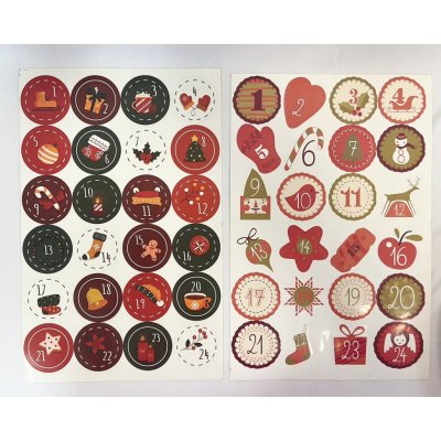 Creativ Company Vánoční samolepky na červeno zlaté průměr 4 cm