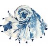 Šála Classic Scarf bílá šála s modrými květy