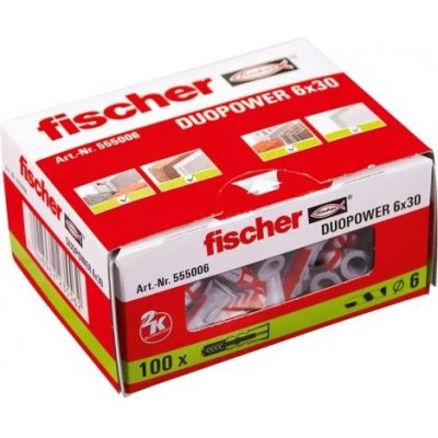 Fischer DUOPOWER 6x30 mm (balení 100 ks) - univerzální uzlovací hmoždinky – Hledejceny.cz