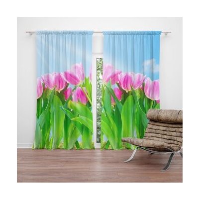 Sablio Závěs Růžové tulipány: 2ks 140x250cm – Hledejceny.cz